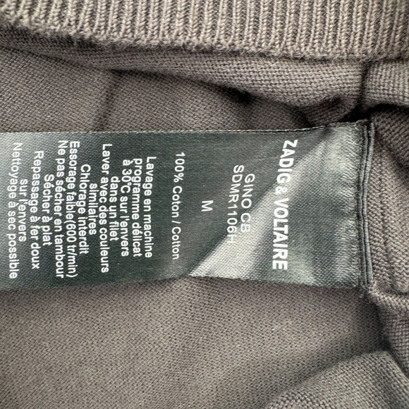 ZADIG & VOLTAIRE Sweater Mens Medium Black Pullover Crewneck Cotton Long Sleeve - Picture 7 of 9